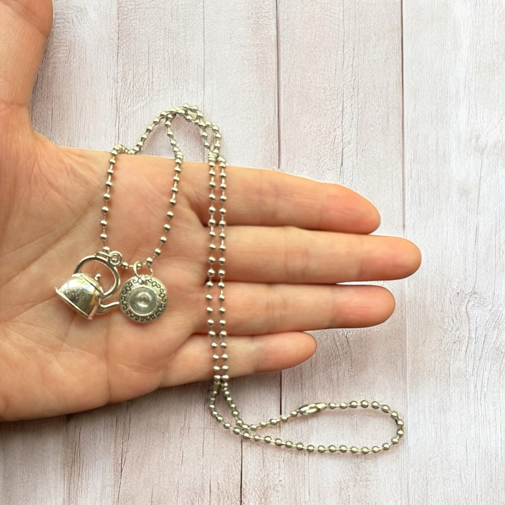 New! Silver Steel Kettle Tea Coffee Cup Pot Pendant Necklace
